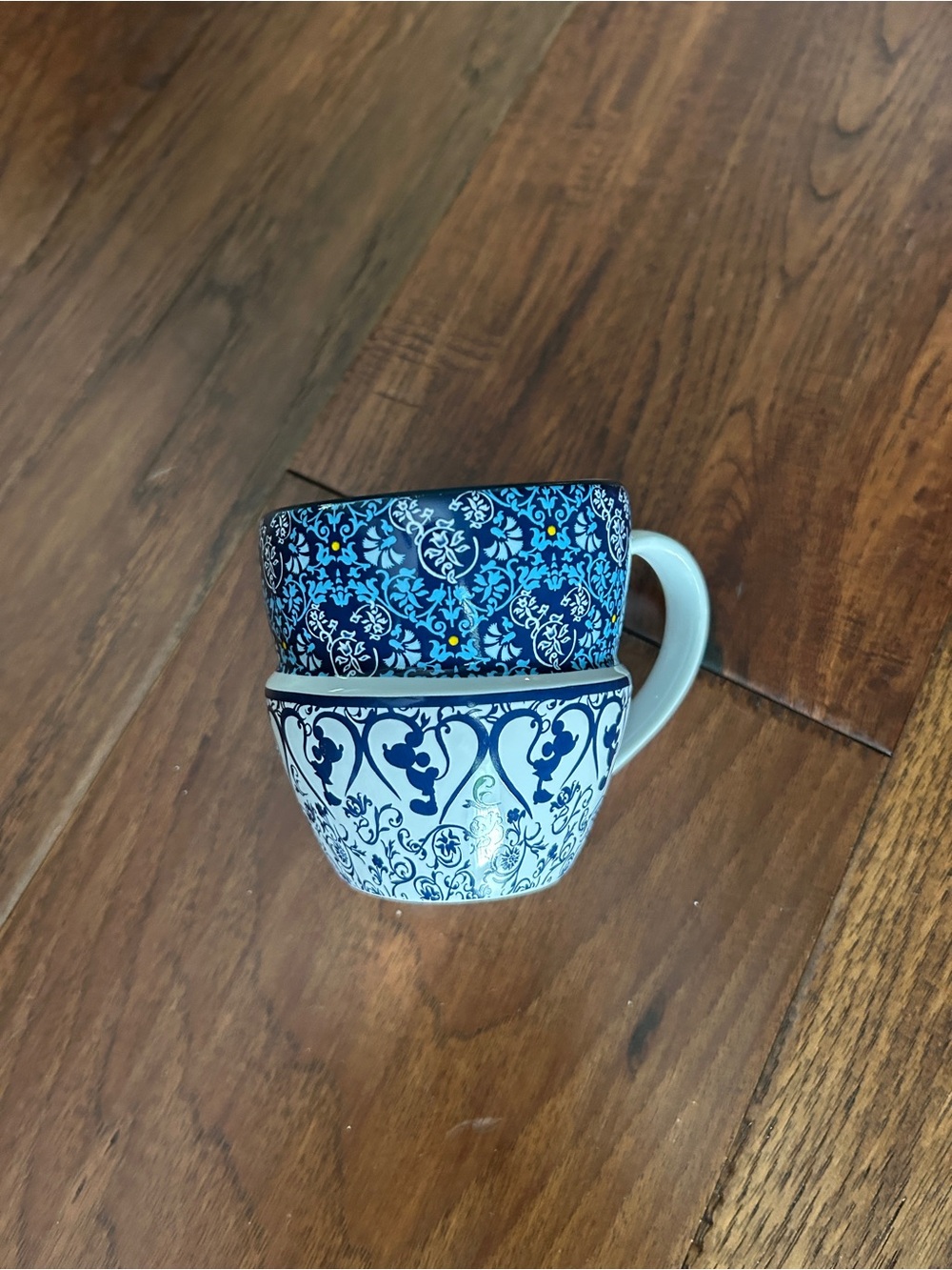Disney Parks Mickey Mouse Indigo Blues Drink Me Stacked 10oz Tea Cup/Coffee Mug